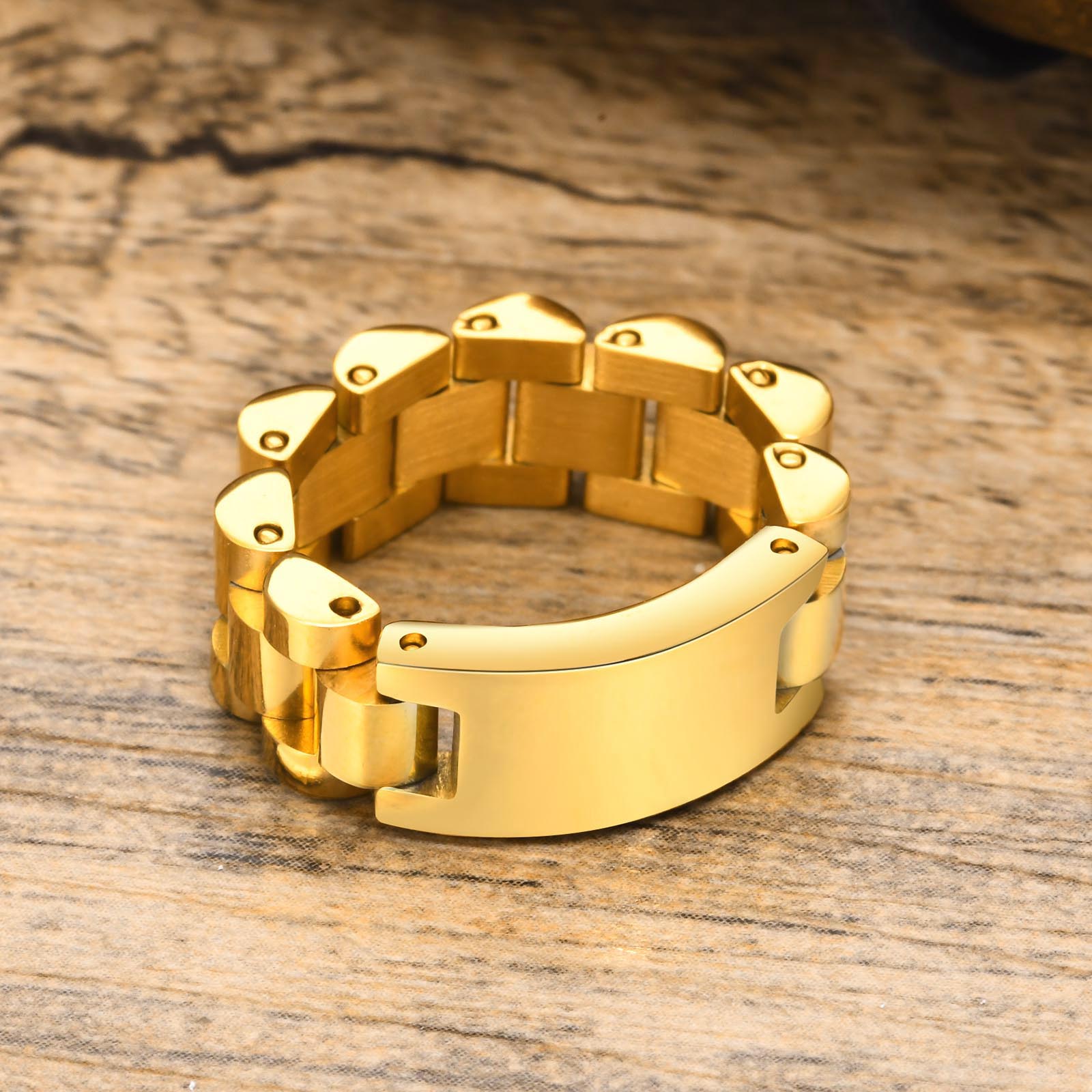 Edelstahl 304 18 Karat Vergoldet Einfacher Stil Überzug Einfarbig Ringe display picture 7