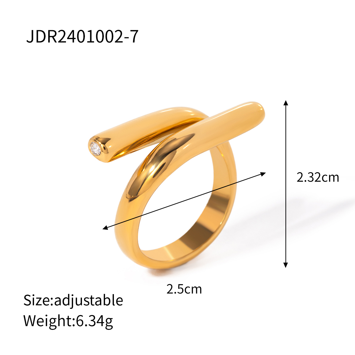 IG-Stil Moderner Stil Klassischer Stil Irregulär Geometrisch Edelstahl 304 18 Karat Vergoldet Offener Ring In Masse display picture 1