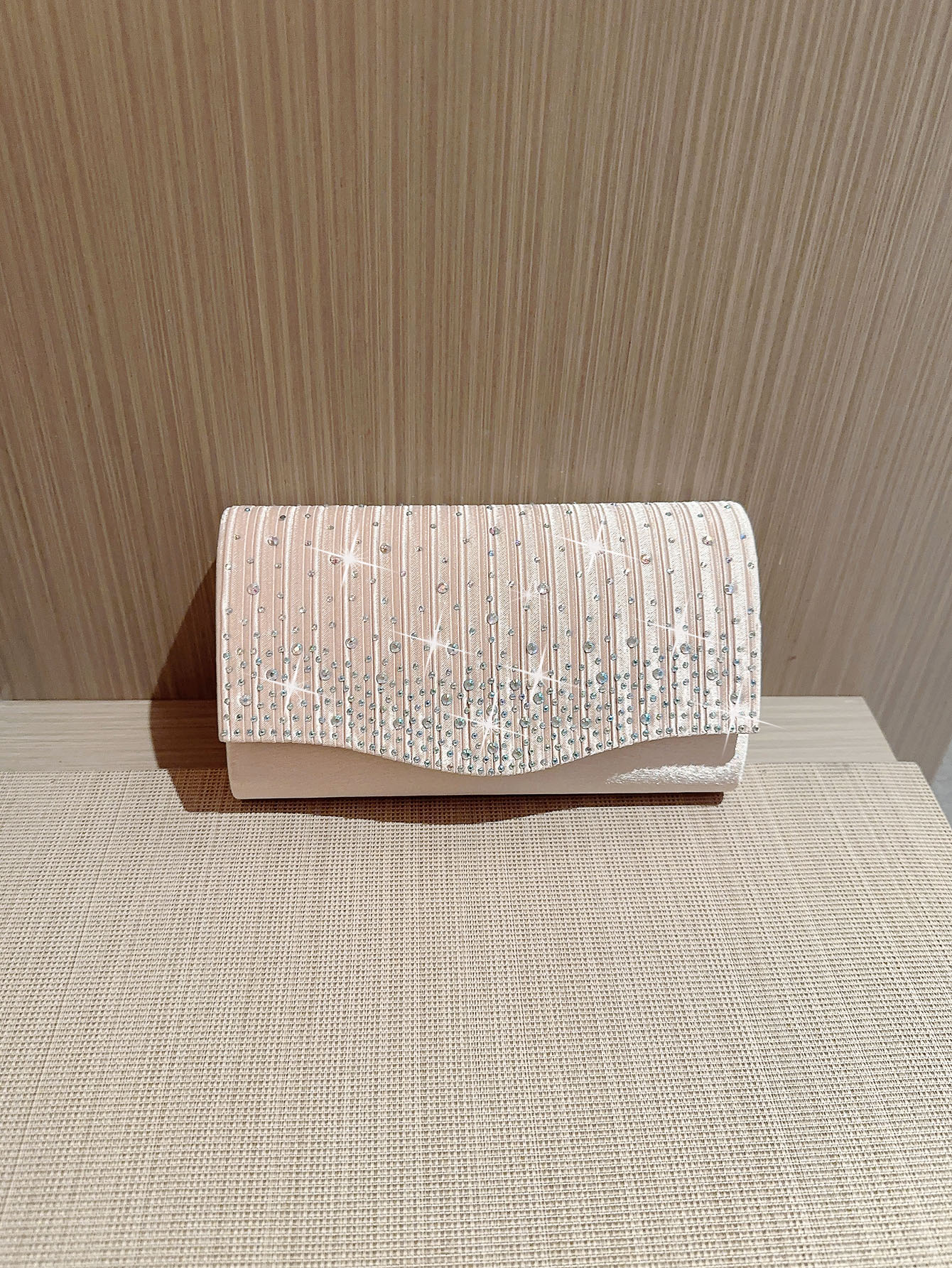 Apricot Polyester Solid Color Rhinestone Evening Bags display picture 5