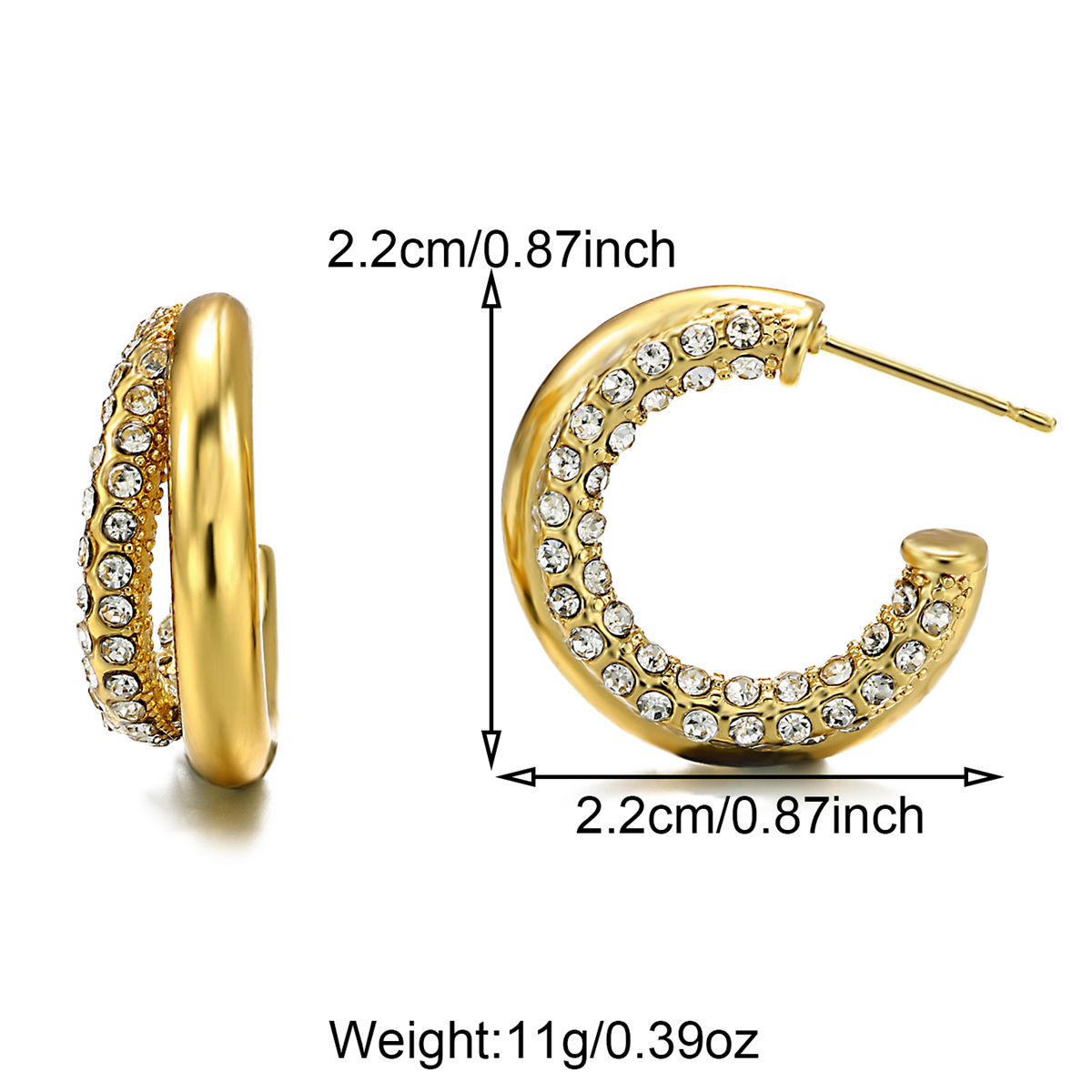 1 Paar Elegant Dame Moderner Stil Runden Inlay Edelstahl 304 Künstliche Perlen Zirkon 18 Karat Vergoldet Reif Ohrringe display picture 1