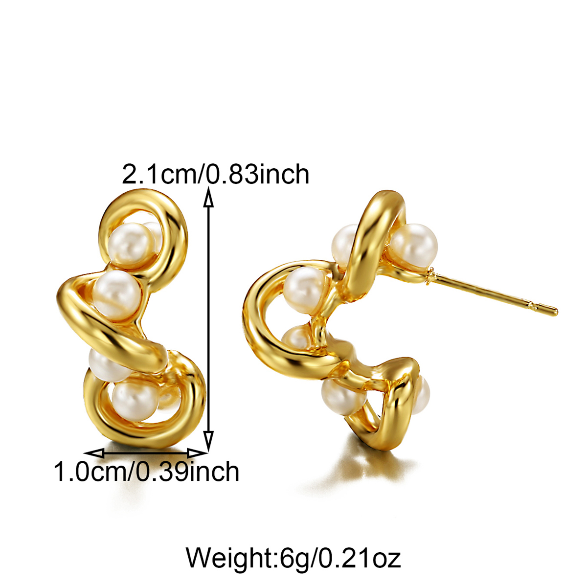 1 Paar Elegant Dame Moderner Stil Runden Inlay Edelstahl 304 Künstliche Perlen Zirkon 18 Karat Vergoldet Reif Ohrringe display picture 6