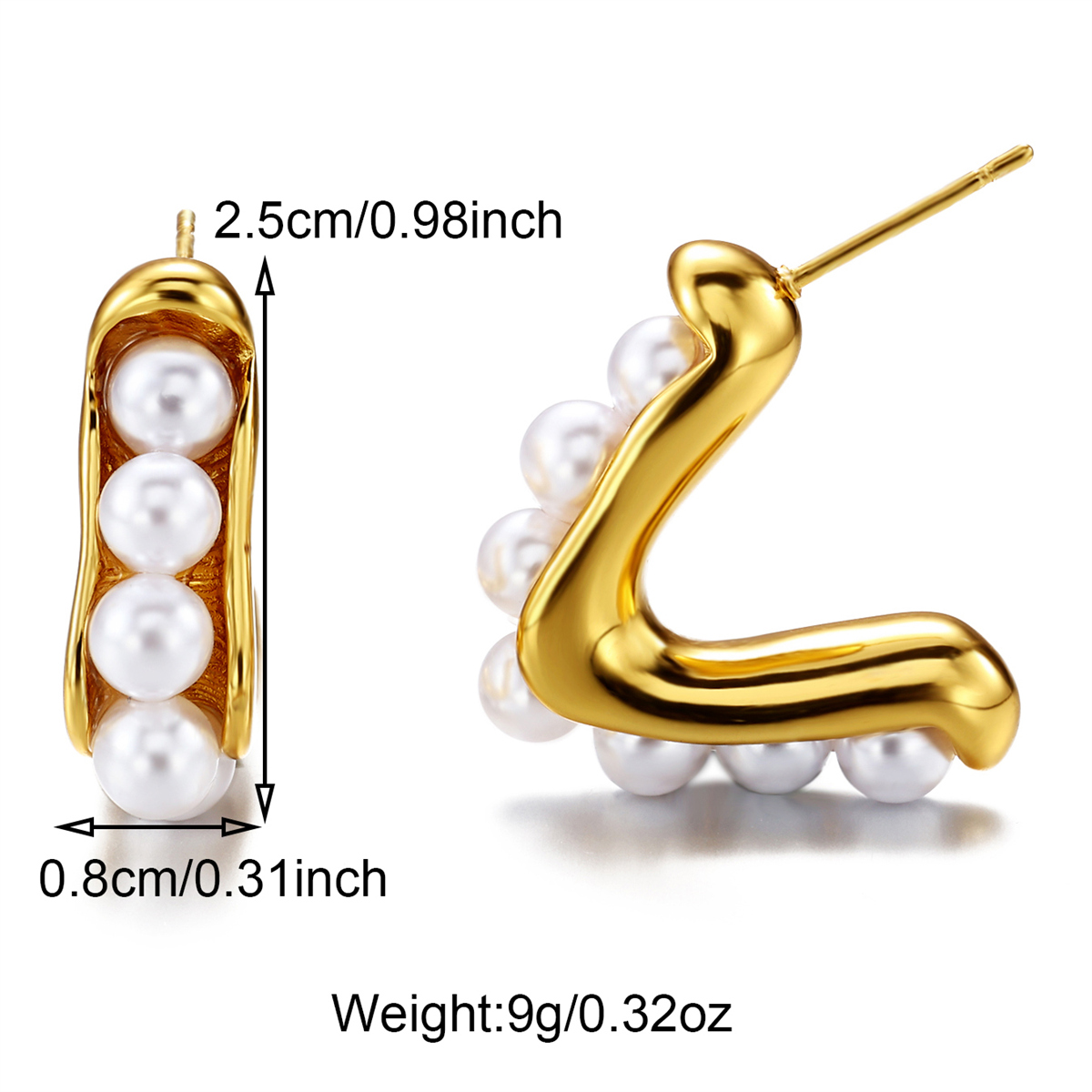 1 Paar Elegant Dame Moderner Stil Runden Inlay Edelstahl 304 Künstliche Perlen Zirkon 18 Karat Vergoldet Reif Ohrringe display picture 13
