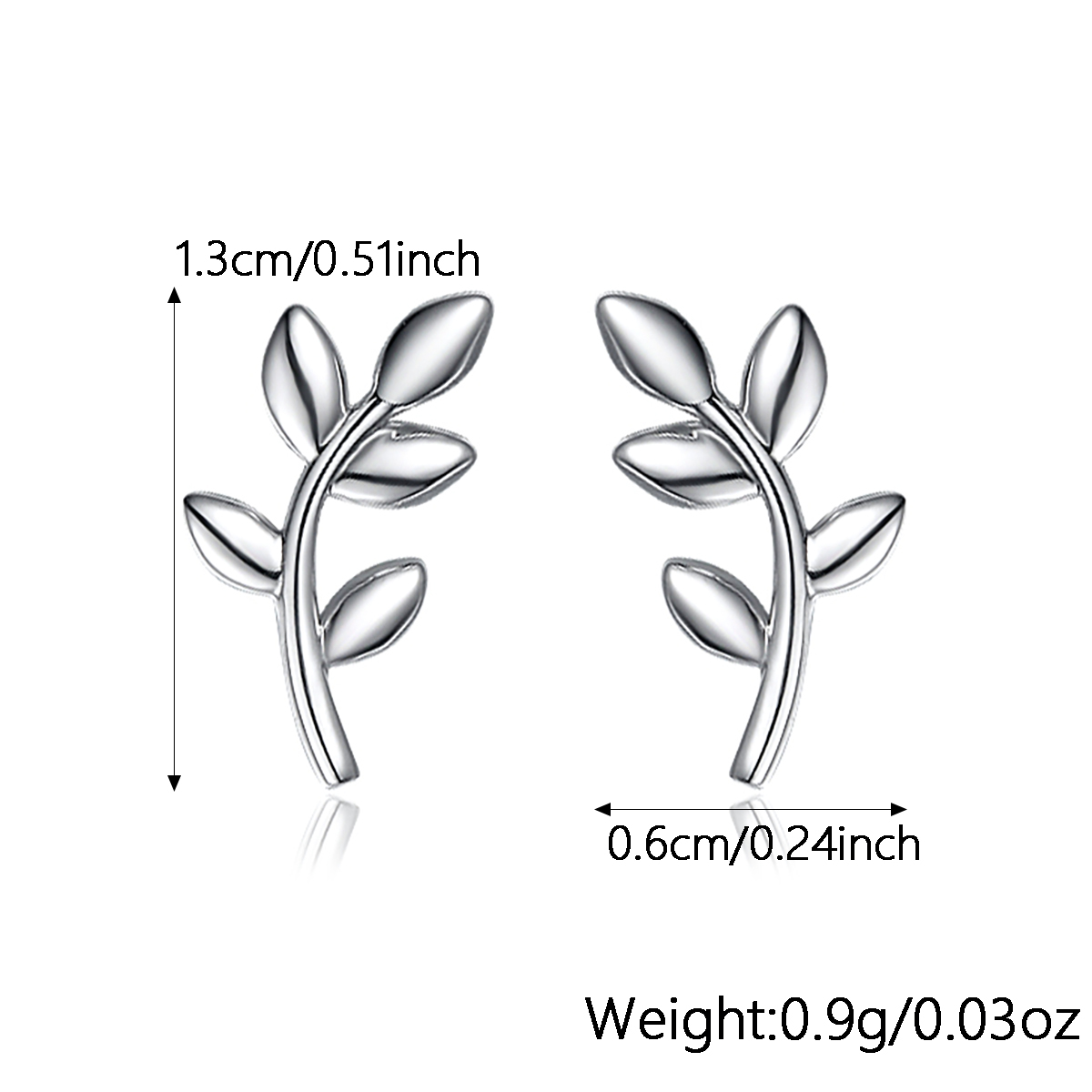 1 Pair Basic Modern Style Classic Style Leaf Inlay Sterling Silver Zircon White Gold Plated Ear Studs display picture 1