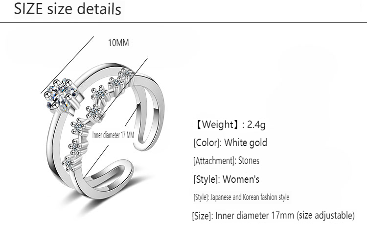 Wholesale Simple Style Star Copper Inlay White Gold Plated Zircon Open Rings display picture 1