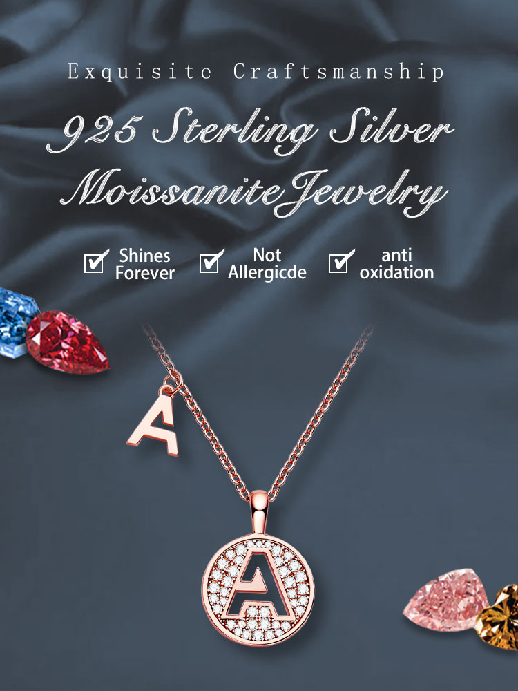 Sterling Silber IG-Stil Elegant Moderner Stil Inlay Brief Moissanit Halskette Mit Anhänger display picture 1