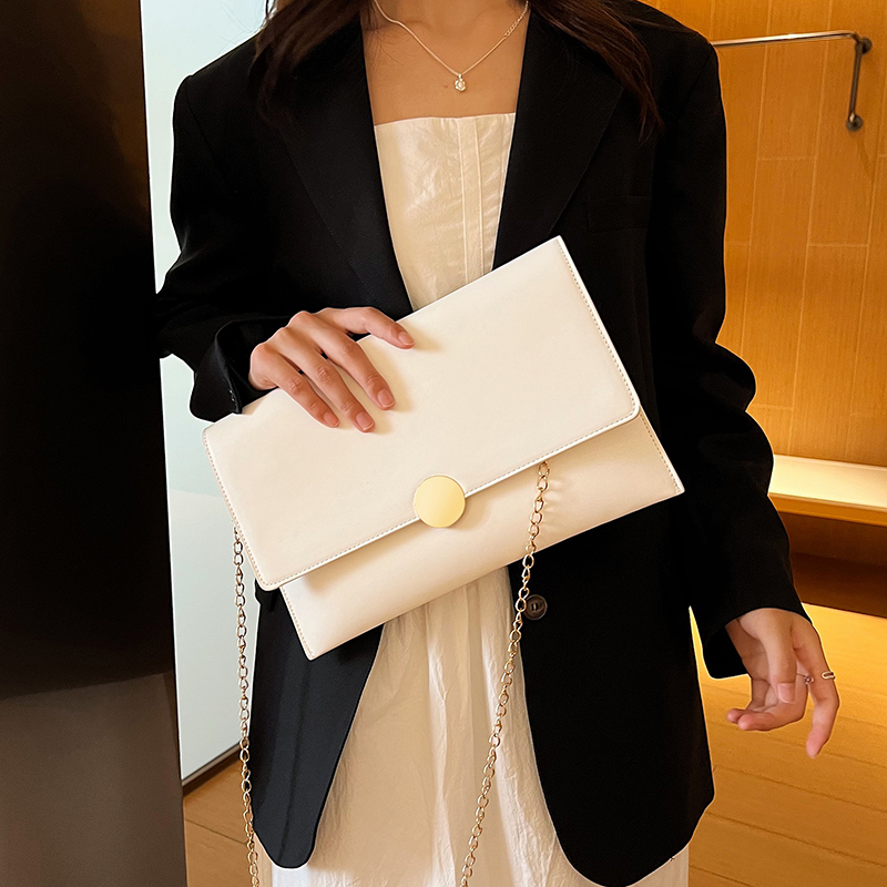 Women's Pu Leather Solid Color Basic Flip Cover Shoulder Bag display picture 3