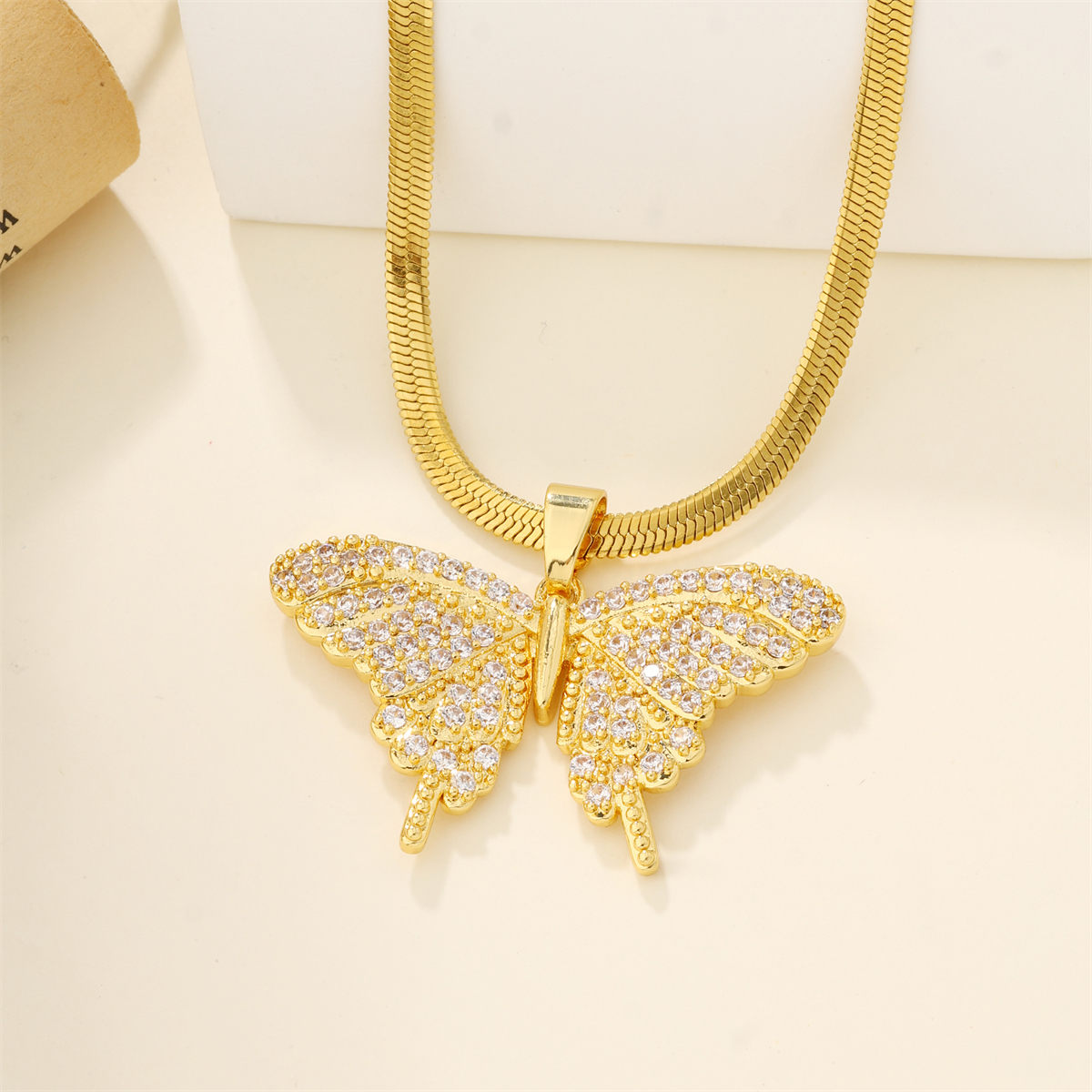 304 Stainless Steel 18K Gold Plated Casual Inlay Butterfly Devil's Eye Dragonfly Zircon Pendant Necklace display picture 6