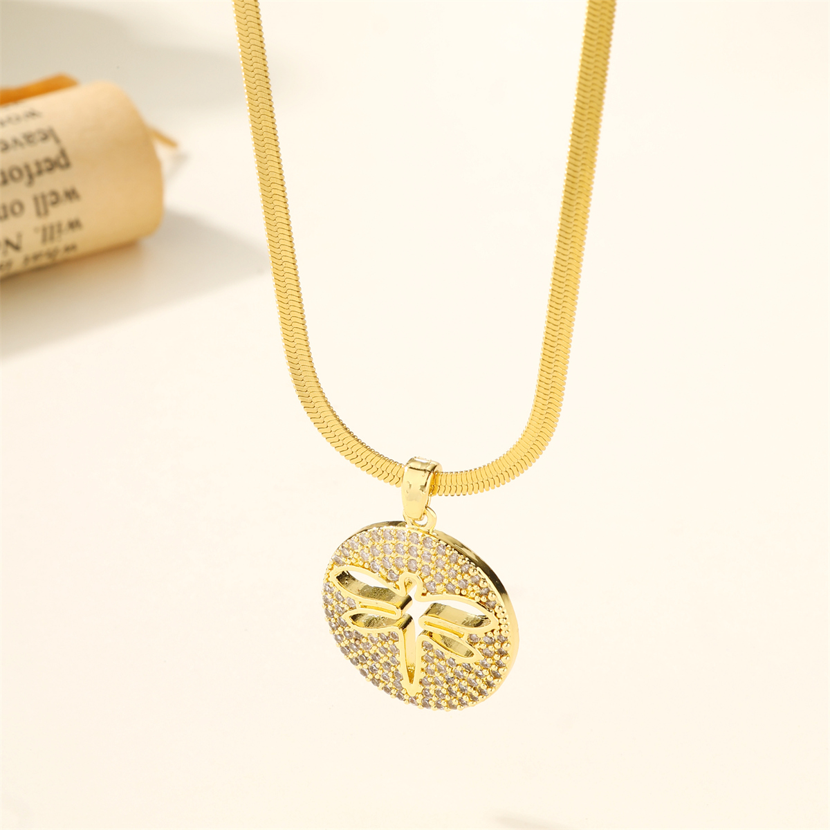 304 Stainless Steel 18K Gold Plated Casual Inlay Butterfly Devil's Eye Dragonfly Zircon Pendant Necklace display picture 9