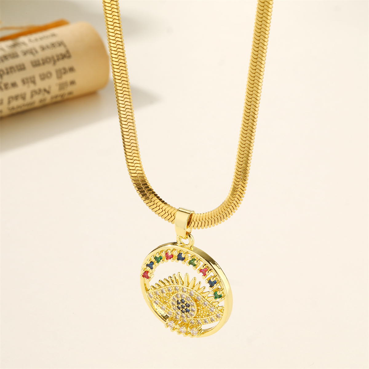 304 Stainless Steel 18K Gold Plated Casual Inlay Butterfly Devil's Eye Dragonfly Zircon Pendant Necklace display picture 1