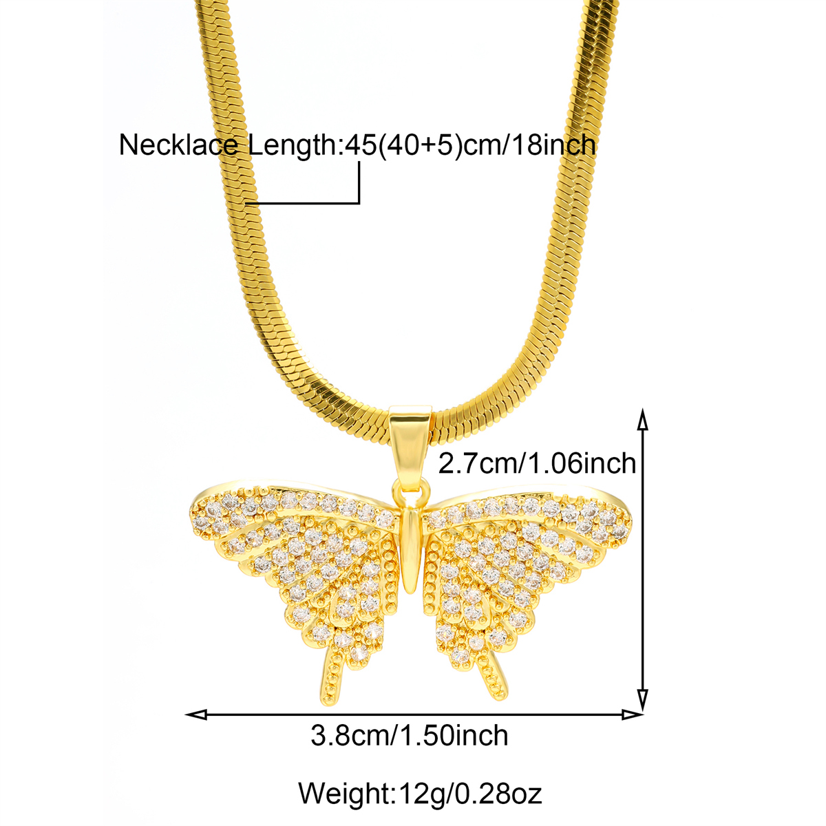 304 Stainless Steel 18K Gold Plated Casual Inlay Butterfly Devil's Eye Dragonfly Zircon Pendant Necklace display picture 7