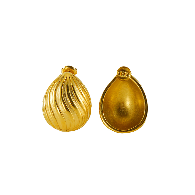 1 Par Lindo Estilo Simple Gotitas De Agua Acero Inoxidable 304 Acero Titanio Chapados en oro de 18k Pendientes display picture 2