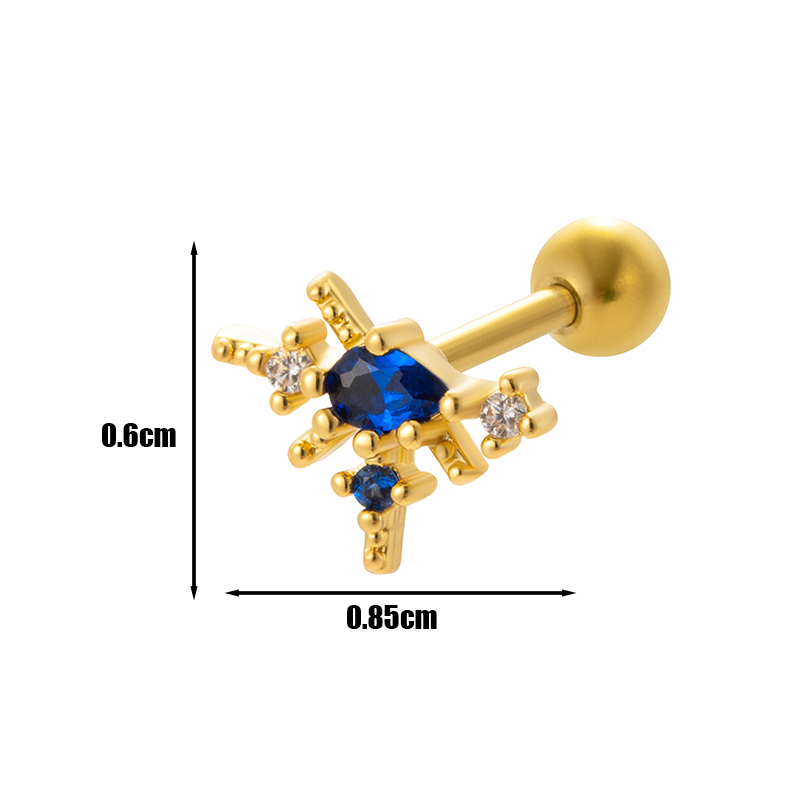 1 Piece Ear Cartilage Rings & Studs IG Style French Style Simple Style Heart Shape Flower Butterfly Copper Hollow Out Inlay Zircon display picture 1