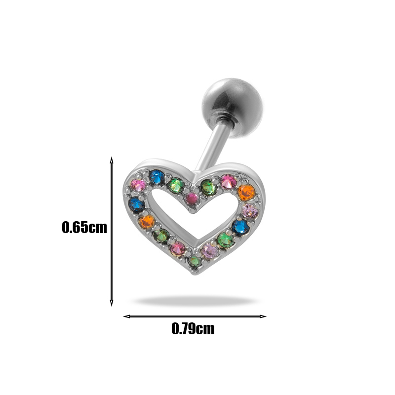 1 Piece Ear Cartilage Rings & Studs IG Style French Style Simple Style Heart Shape Flower Butterfly Copper Hollow Out Inlay Zircon display picture 7