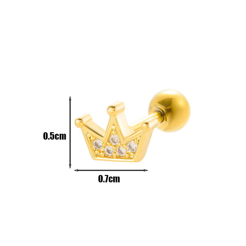 1 Piece Ear Cartilage Rings & Studs IG Style French Style Simple Style Cross Crown Flower Copper Inlay Zircon display picture 7