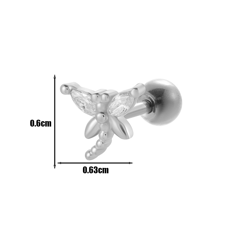 1 Piece Ear Cartilage Rings & Studs IG Style French Style Simple Style Cross Crown Flower Copper Inlay Zircon display picture 5
