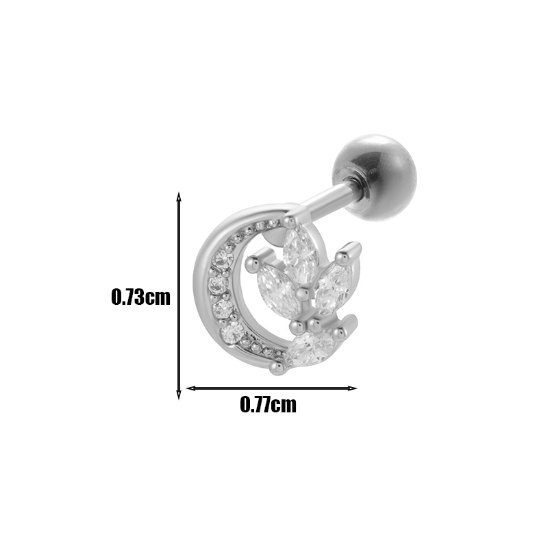 1 Piece Ear Cartilage Rings & Studs IG Style French Style Simple Style Cross Crown Flower Copper Inlay Zircon display picture 8