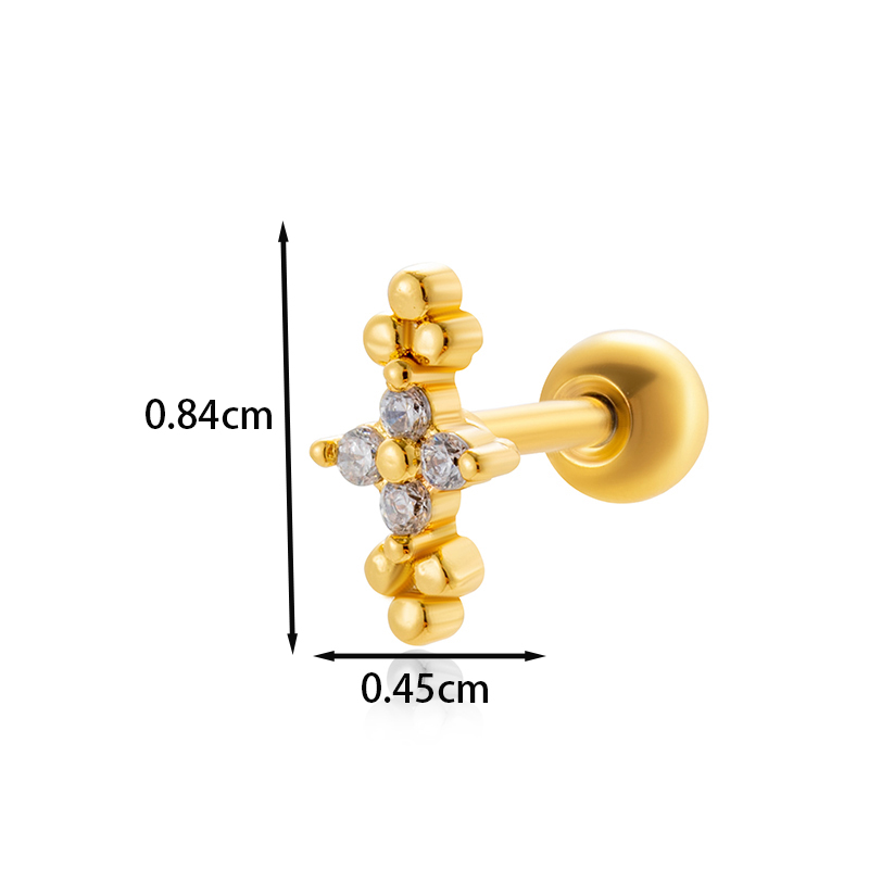 1 Piece Ear Cartilage Rings & Studs IG Style French Style Simple Style Star Flower Butterfly Copper Inlay Zircon display picture 10