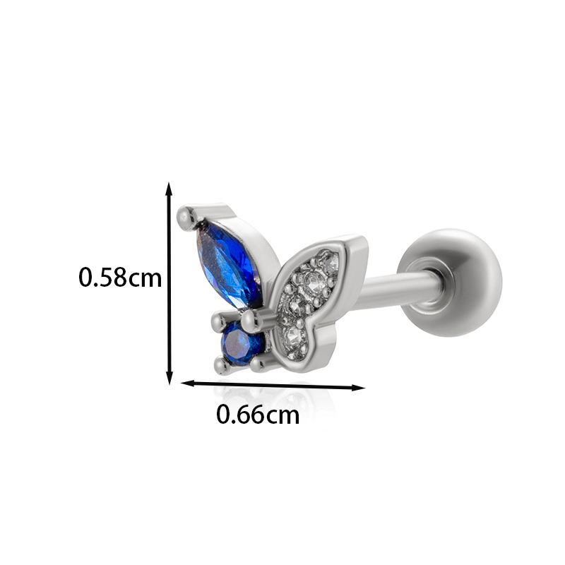 1 Piece Ear Cartilage Rings & Studs IG Style French Style Simple Style Star Flower Butterfly Copper Inlay Zircon display picture 11
