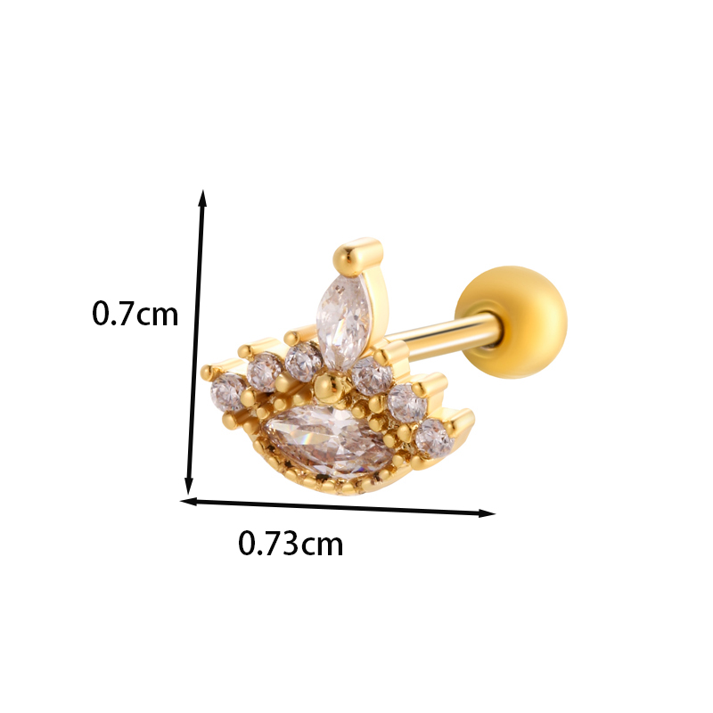 1 Piece Ear Cartilage Rings & Studs IG Style French Style Korean Style Water Droplets Flower Bee Copper Inlay Zircon display picture 5