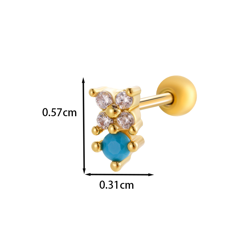 1 Piece Ear Cartilage Rings & Studs IG Style French Style Korean Style Water Droplets Flower Bee Copper Inlay Zircon display picture 24