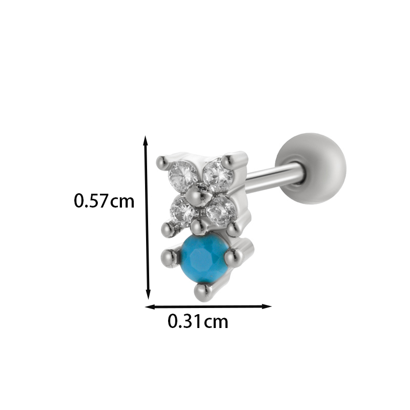 1 Piece Ear Cartilage Rings & Studs IG Style French Style Korean Style Water Droplets Flower Bee Copper Inlay Zircon display picture 20