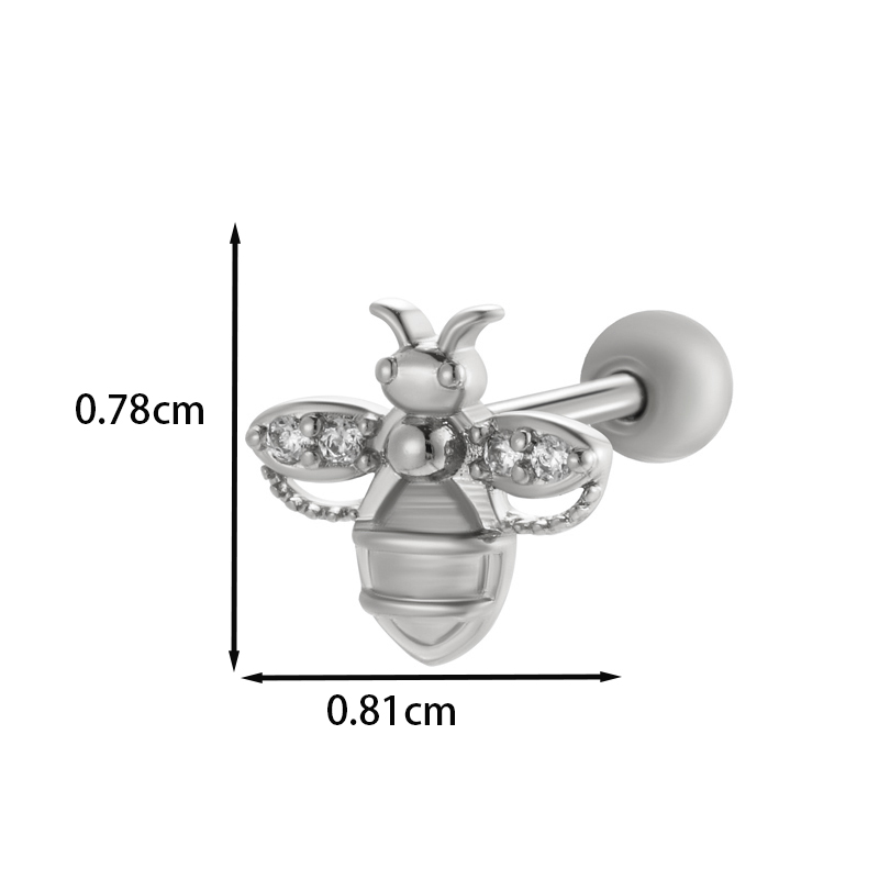 1 Piece Ear Cartilage Rings & Studs IG Style French Style Korean Style Water Droplets Flower Bee Copper Inlay Zircon display picture 7