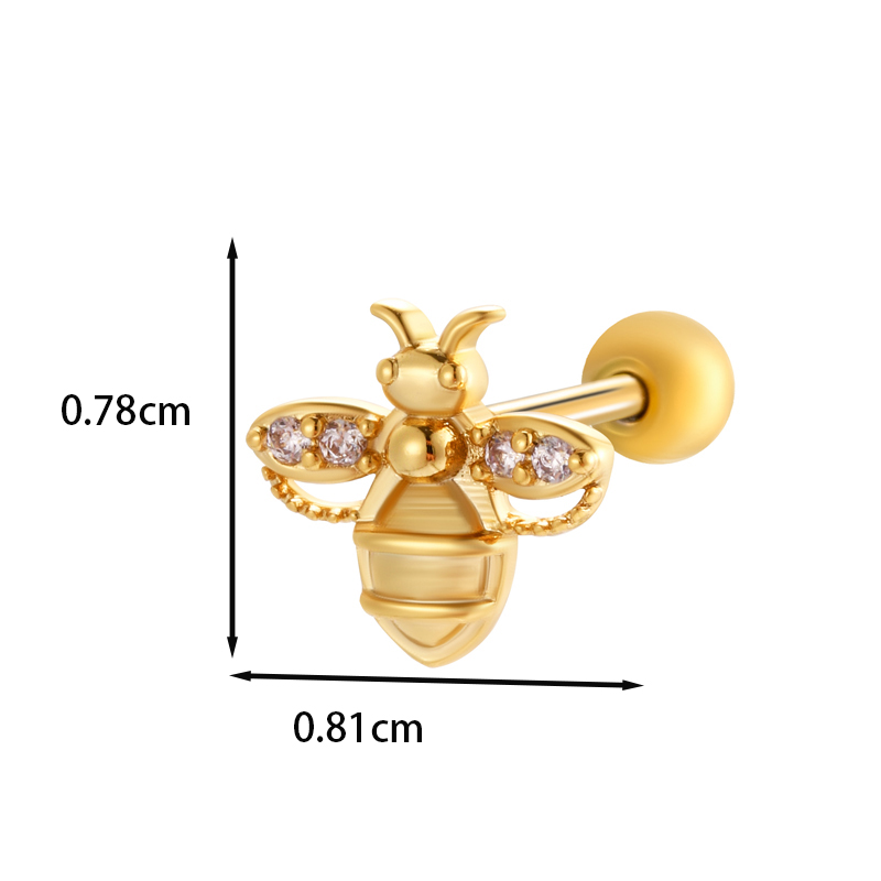 1 Piece Ear Cartilage Rings & Studs IG Style French Style Korean Style Water Droplets Flower Bee Copper Inlay Zircon display picture 12