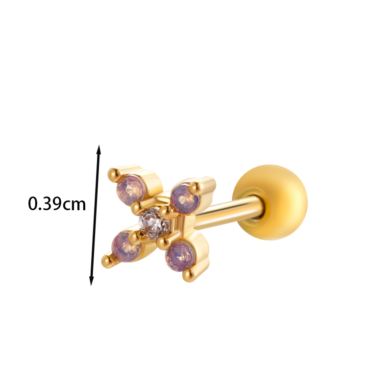 1 Piece Ear Cartilage Rings & Studs IG Style French Style Korean Style Water Droplets Flower Bee Copper Inlay Zircon display picture 18