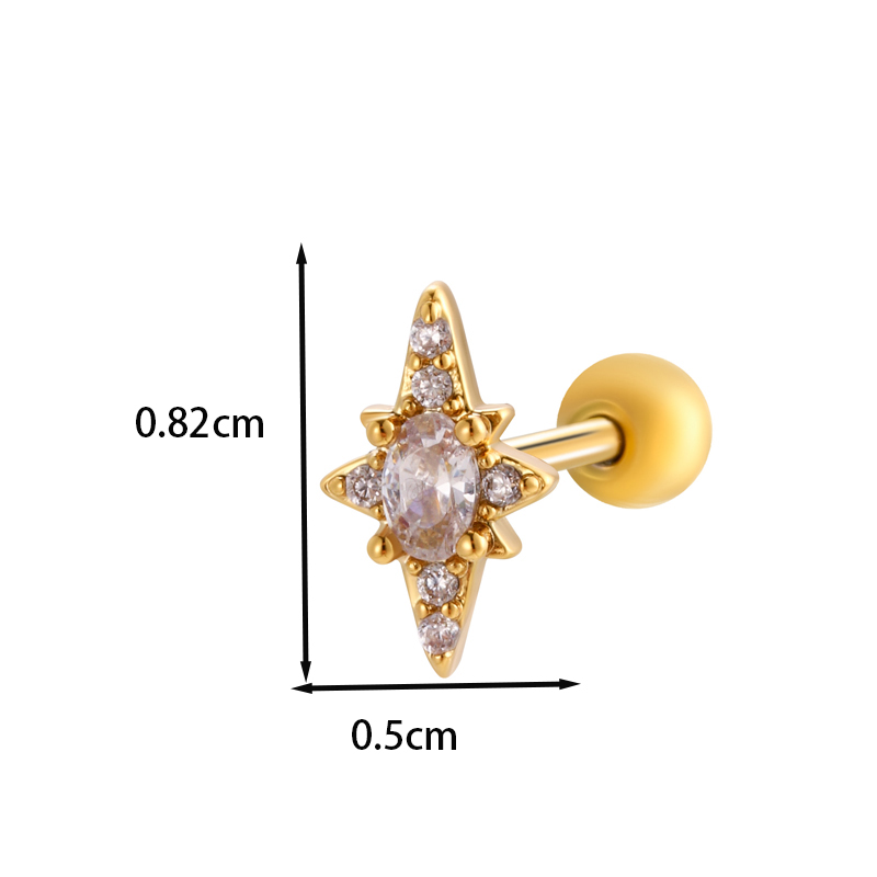 1 Piece Ear Cartilage Rings & Studs IG Style French Style Korean Style Water Droplets Flower Bee Copper Inlay Zircon display picture 22