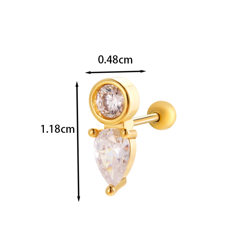 1 Piece Ear Cartilage Rings & Studs IG Style French Style Korean Style Water Droplets Flower Bee Copper Inlay Zircon display picture 27