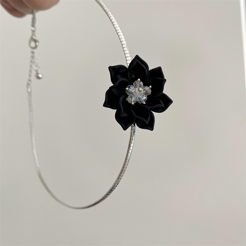 Retro Vacation Sweet Flower 304 Stainless Steel Arylic Plating Inlay Artificial Crystal Silver Plated Women's Choker display picture 7