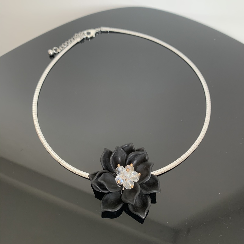 Retro Vacation Sweet Flower 304 Stainless Steel Arylic Plating Inlay Artificial Crystal Silver Plated Women's Choker display picture 11