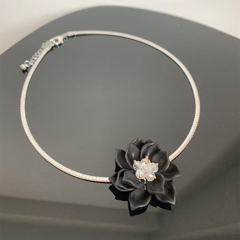 Retro Vacation Sweet Flower 304 Stainless Steel Arylic Plating Inlay Artificial Crystal Silver Plated Women's Choker display picture 10