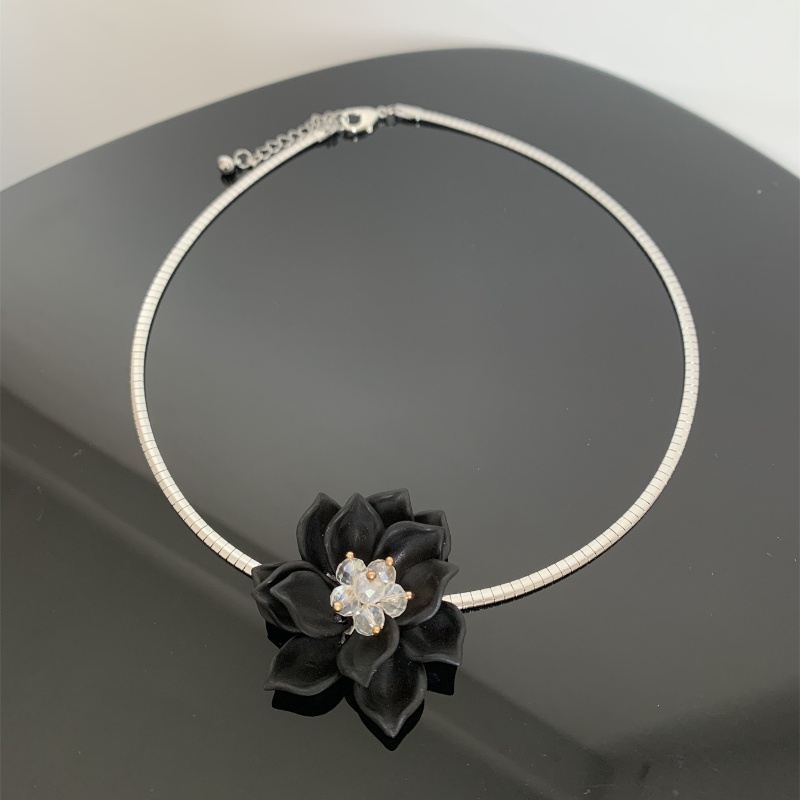 Retro Vacation Sweet Flower 304 Stainless Steel Arylic Plating Inlay Artificial Crystal Silver Plated Women's Choker display picture 12