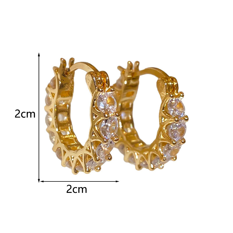 1 Pair IG Style Basic Classic Style Circle Inlay Copper Zircon Hoop Earrings display picture 1