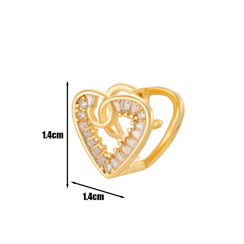 1 Piece Simple Style Classic Style Rabbit Star Heart Shape Inlay Copper Zircon Earrings display picture 8