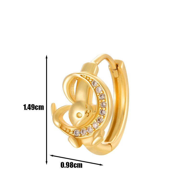 1 Piece Simple Style Classic Style Rabbit Star Heart Shape Inlay Copper Zircon Earrings display picture 3