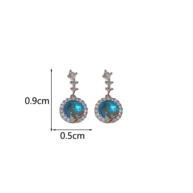 1 Pair IG Style Shiny Round Inlay Copper Moonstone Zircon Drop Earrings display picture 1