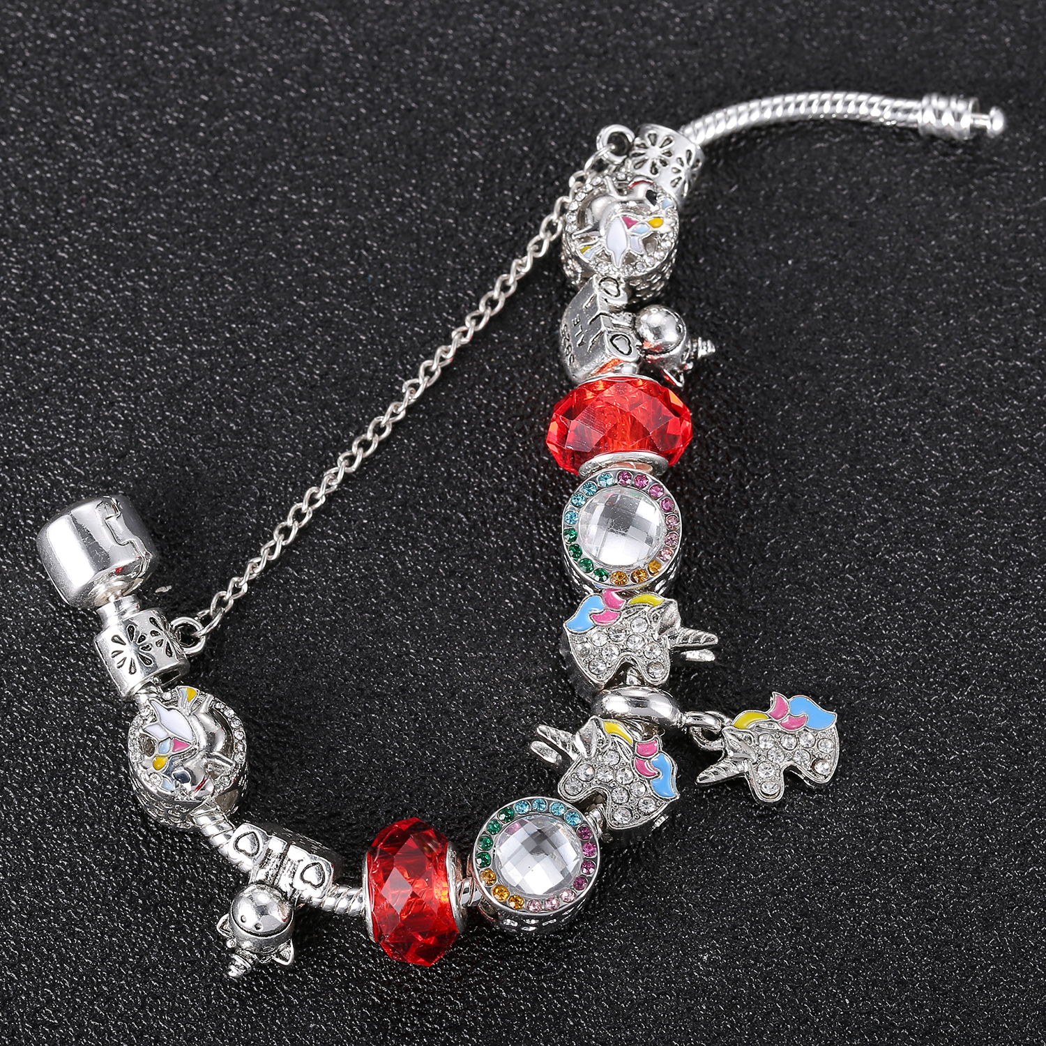 Cartoon Style Cute Animal Unicorn Alloy Plating Inlay Artificial Crystal Rhinestones Children'S Day Kid'S Bracelets display picture 3