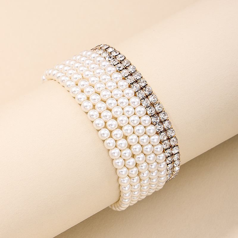 IG Style Simple Style Geometric Alloy Beaded Pearl Inlay Rhinestones Women's Bracelets display picture 2