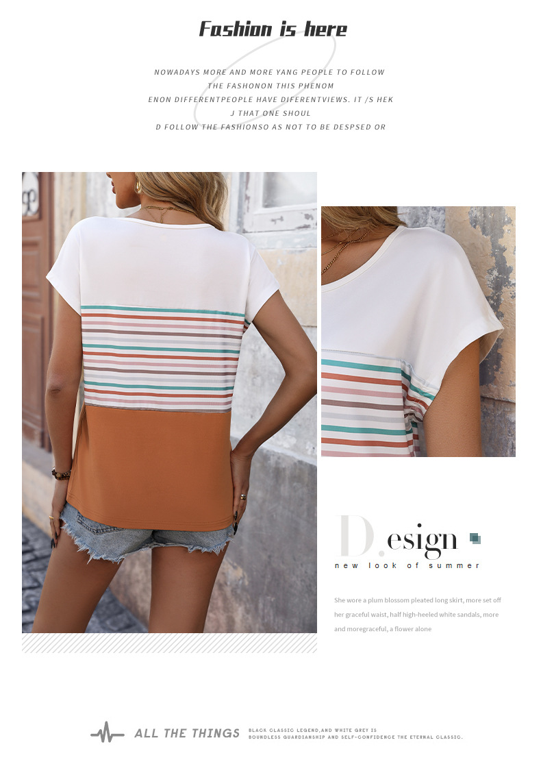 Femmes T-Shirt Manche Courte T-shirts Impression Reliure Contrastée Style Simple Bloc De Couleur display picture 2
