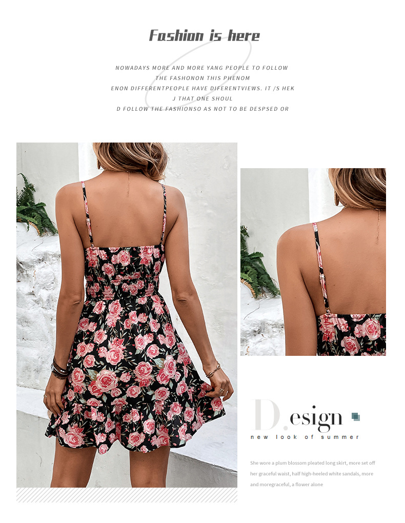 Women's Strap Dress Sexy V Neck Printing Sleeveless Flower Bow Knot Knee-Length Holiday Daily Date display picture 5