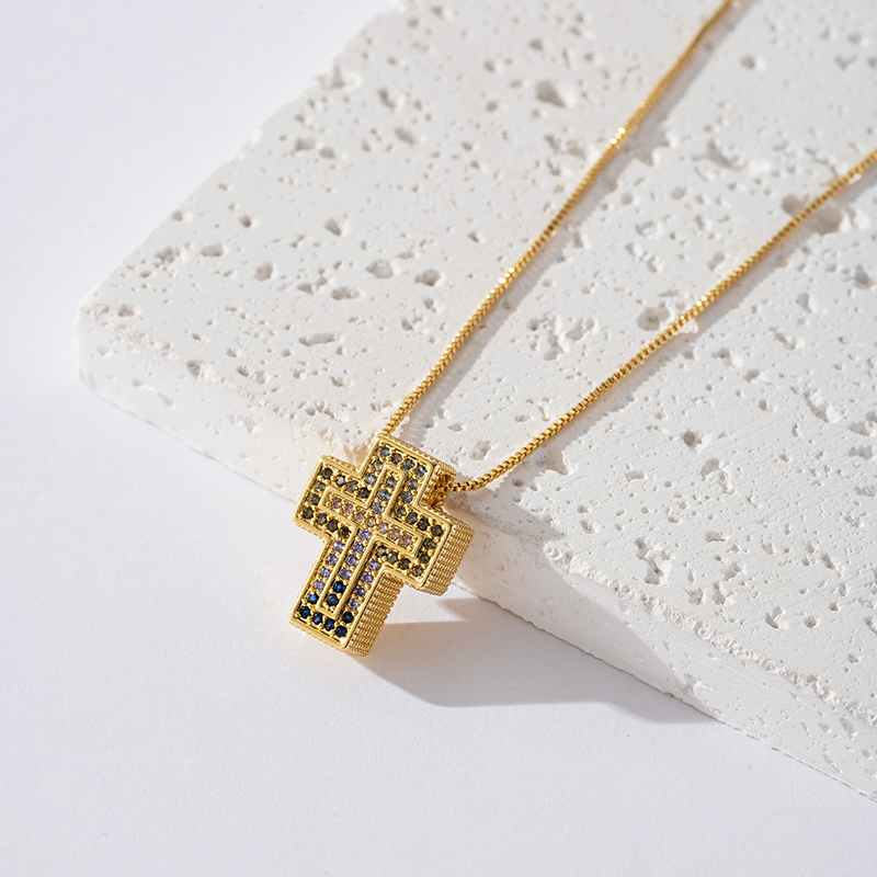 Kupfer 18 Karat Vergoldet Elegant Süß Romantisch Inlay Geometrisch Zirkon Halskette Mit Anhänger display picture 7