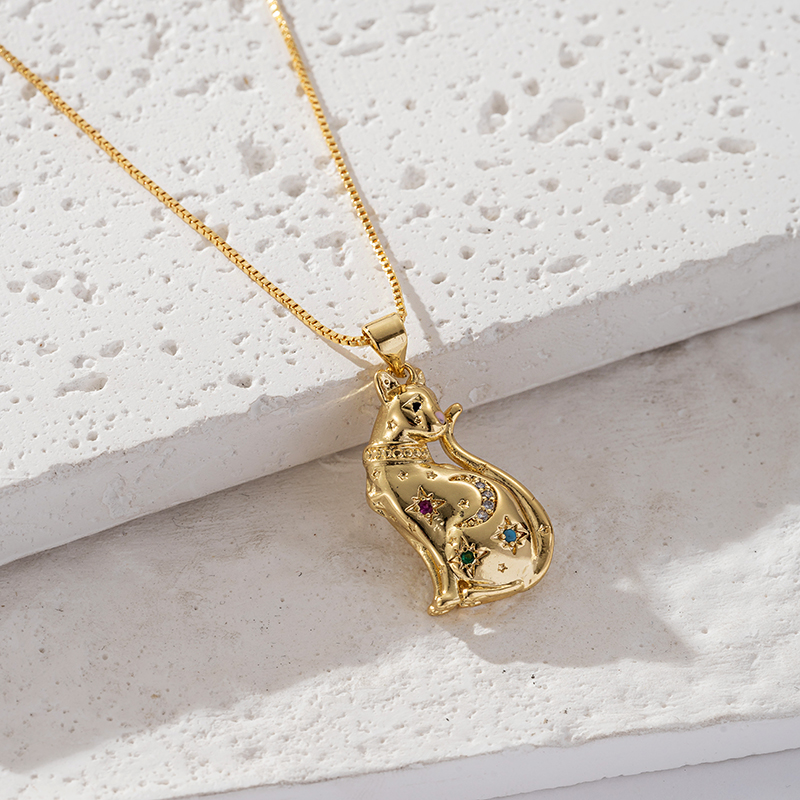 Kupfer 18 Karat Vergoldet Elegant Süß Romantisch Inlay Geometrisch Zirkon Halskette Mit Anhänger display picture 9