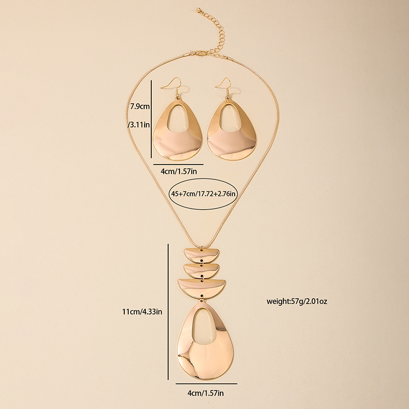 Nordischer Stil Einfacher Stil Wassertropfen Legierung Kette Aushöhlen Frau Schmuck-Set display picture 5