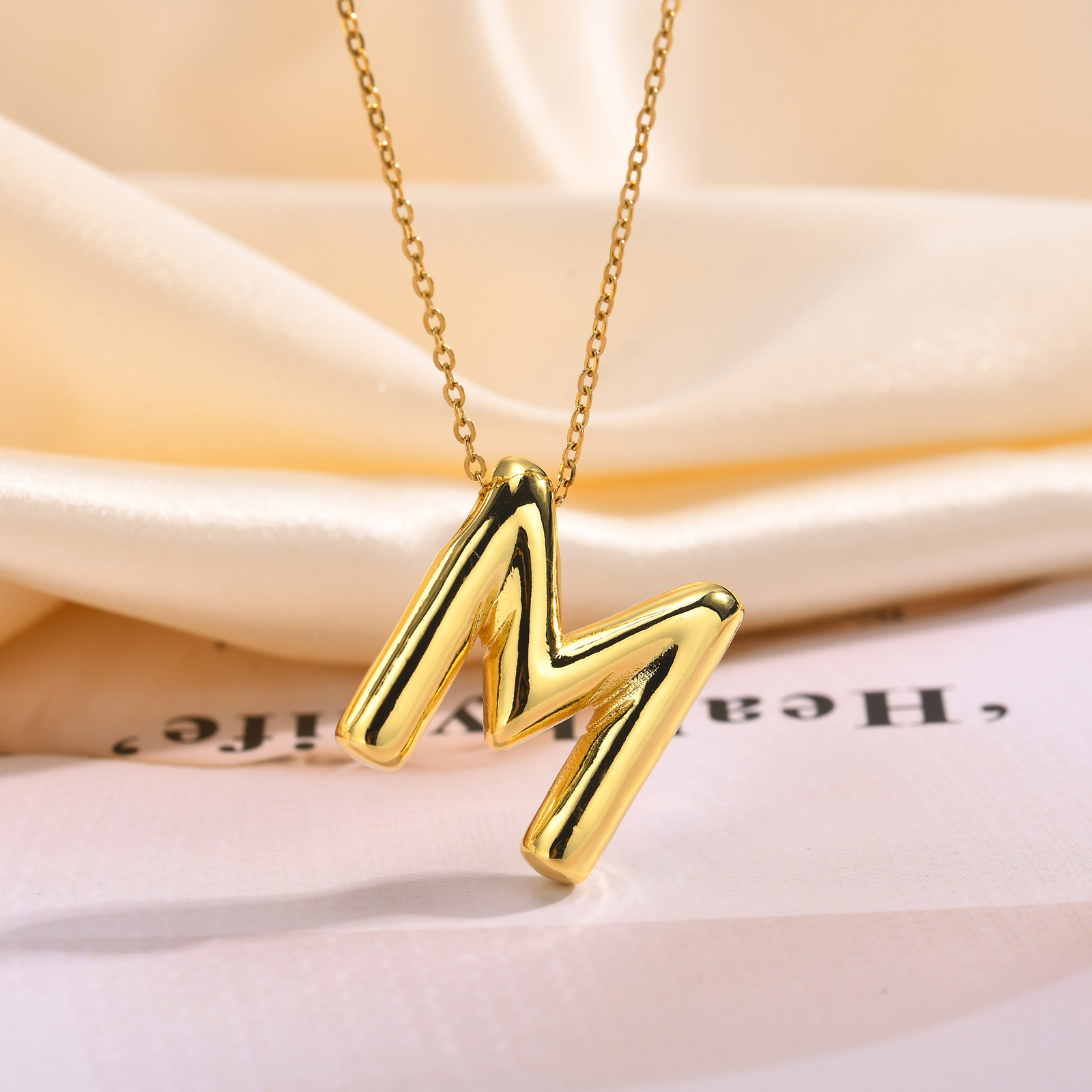 304 Stainless Steel Copper Alloy 18K Gold Plated IG Style Sweet Handmade Letter Pendant Necklace display picture 4