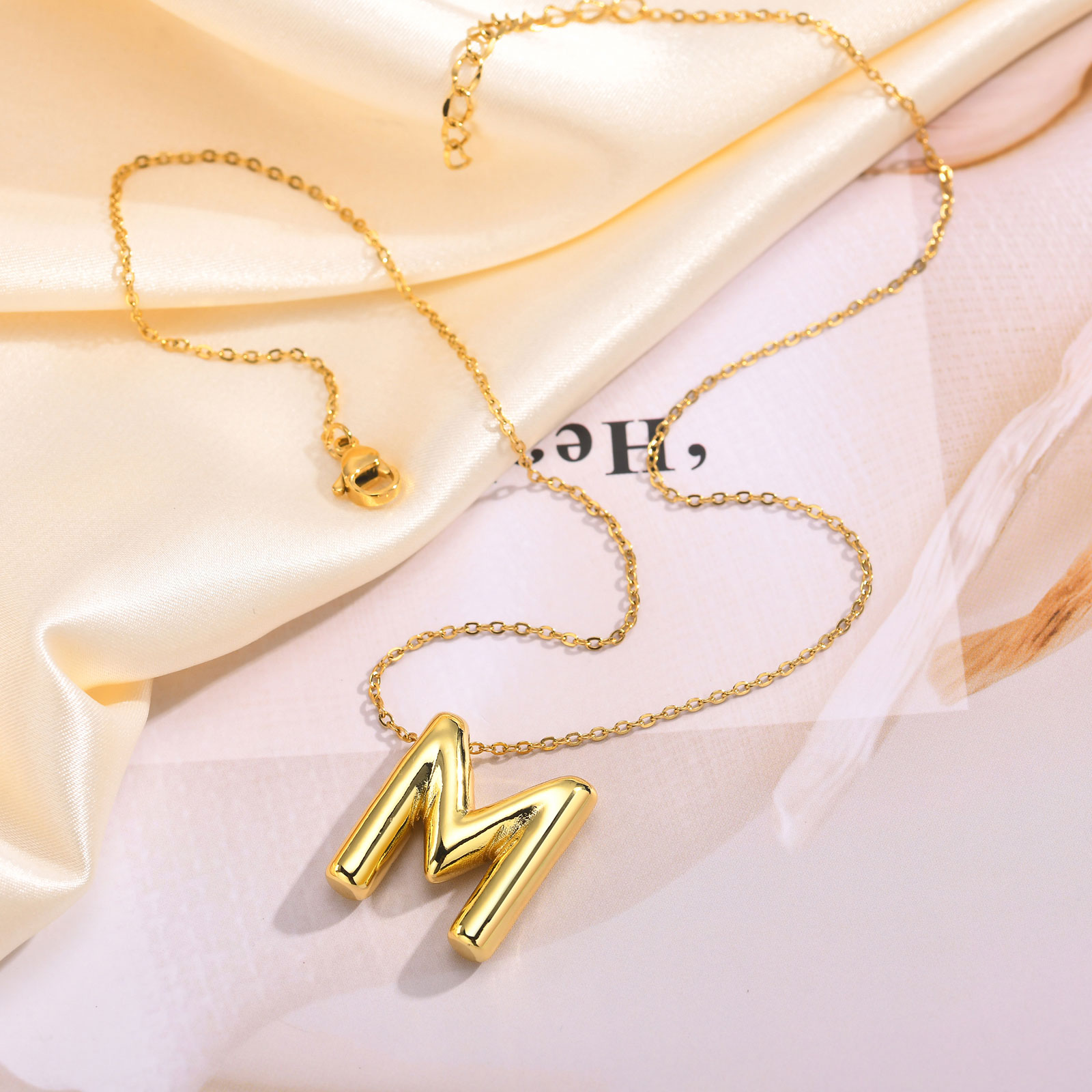 304 Stainless Steel Copper Alloy 18K Gold Plated IG Style Sweet Handmade Letter Pendant Necklace display picture 5