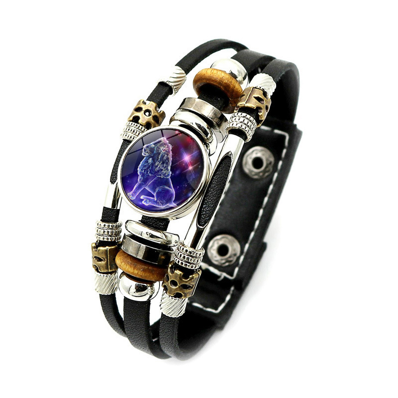 Vintage Style Punk Classic Style Constellation Pu Leather Beaded Inlay Glass Women's Bracelets display picture 16
