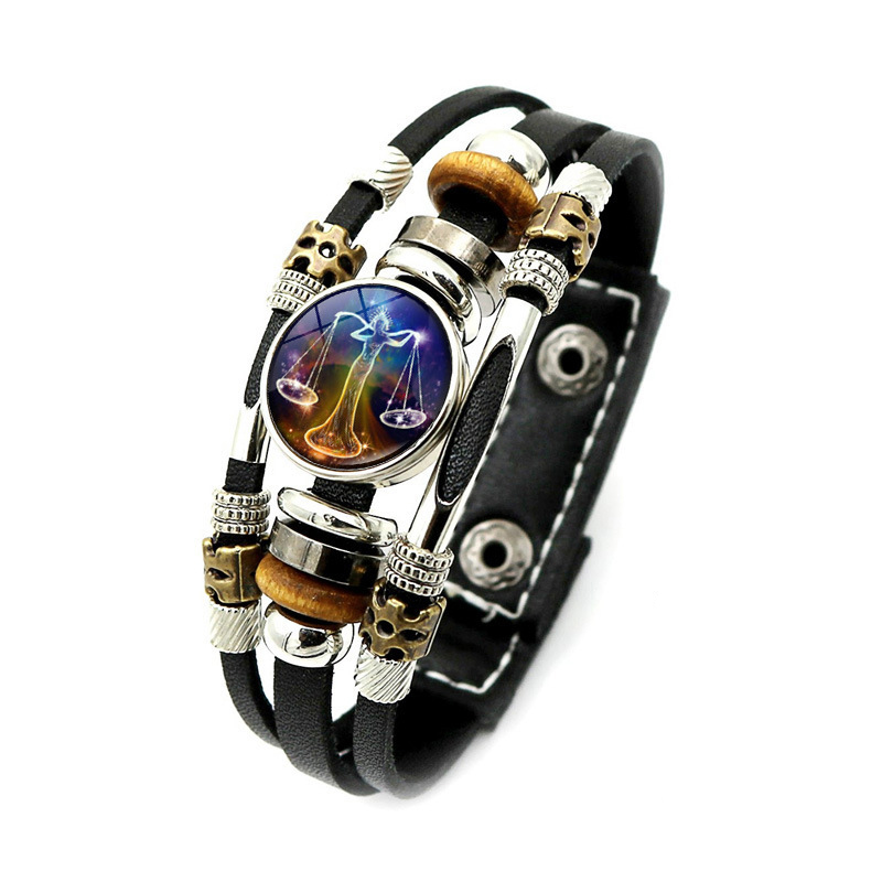 Vintage Style Punk Classic Style Constellation Pu Leather Beaded Inlay Glass Women's Bracelets display picture 13