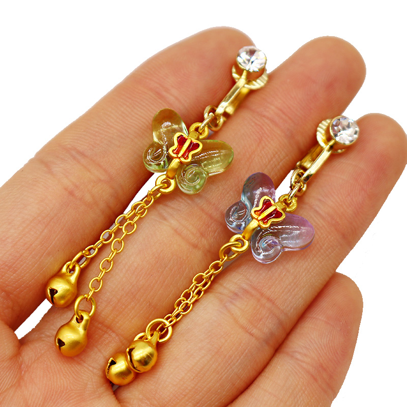 1 Piece Lip Rings Hawaiian Tropical Tree Heart Shape Butterfly Alloy Epoxy Inlay Rhinestones Gold Plated display picture 4